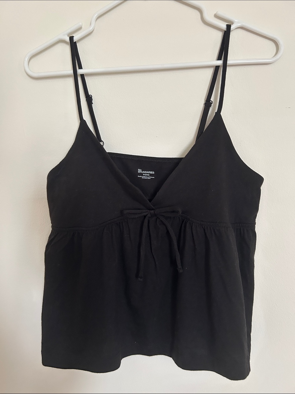 No Boundaries Black V-Neck Tie Front Camisole Babydoll y2k style